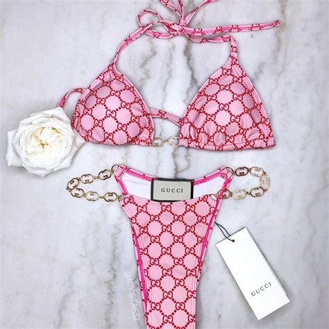 pink gucci swimsuit two piece|Gucci bikini gg.